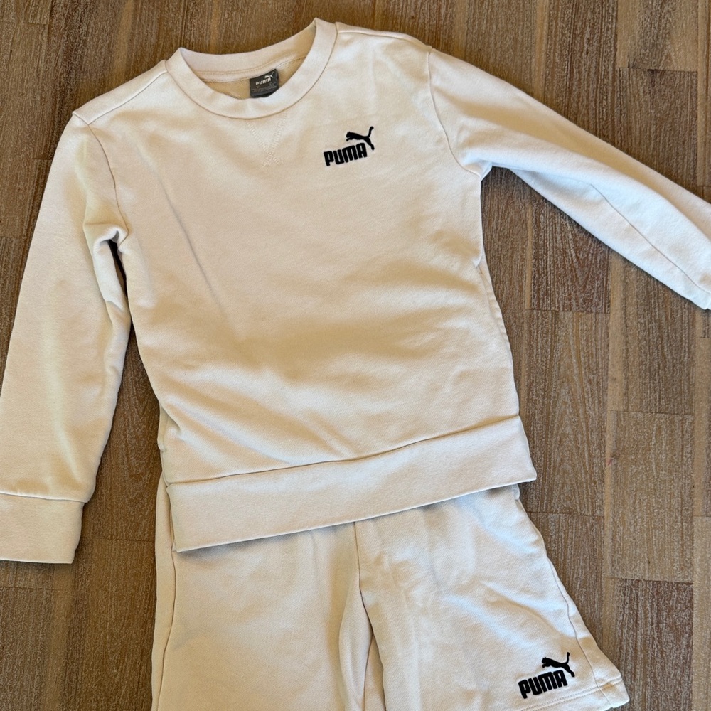 Puma Beige Sweatshirt and Shorts Set 6T